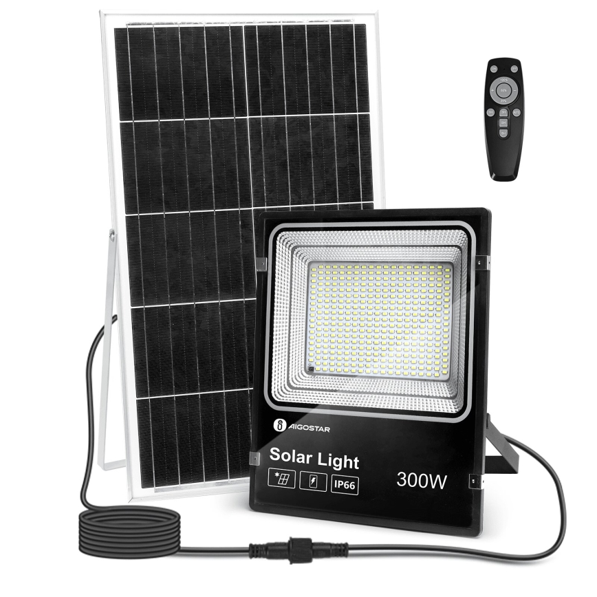 Aigostar - LED Faro solare dimmerabile LED/300W/3,2V IP66 + telecomando