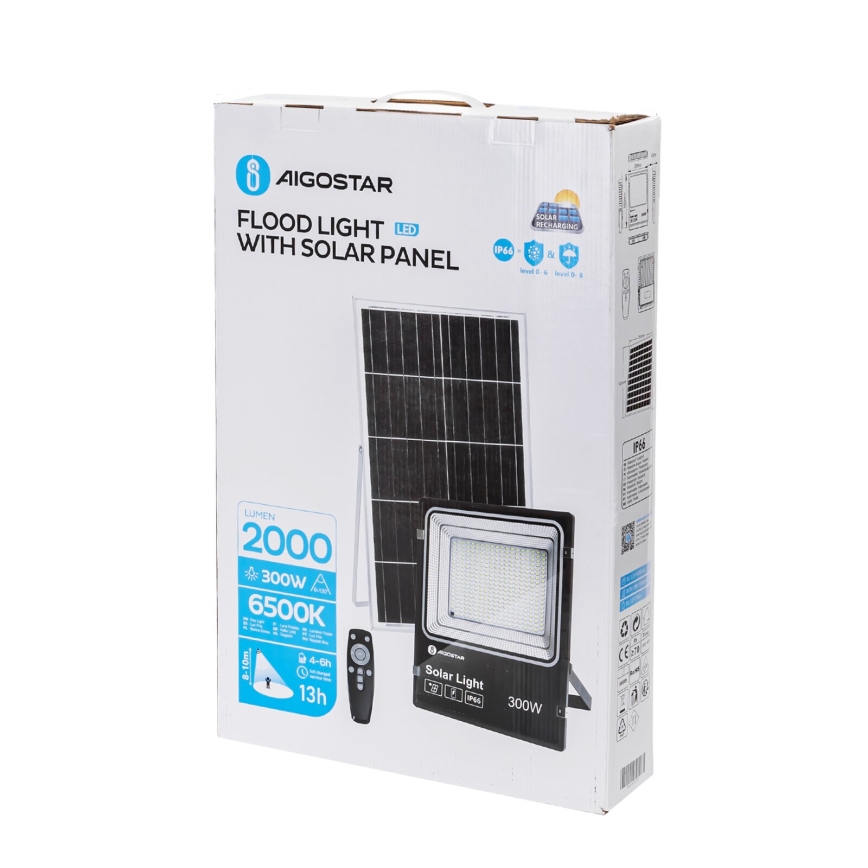 Aigostar - LED Faro solare dimmerabile LED/300W/3,2V IP66 + telecomando
