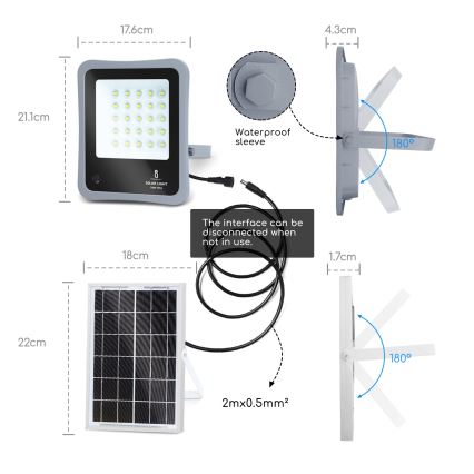 Aigostar - LED Faro solare dimmerabile LED/30W/3,2V 20000 mAh IP67 + +TC
