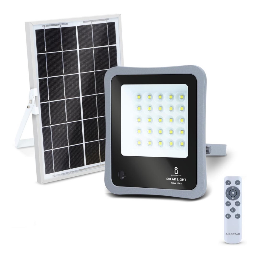 Aigostar - LED Faro solare dimmerabile LED/50W/3,2V IP65 6000 mAh + +TC