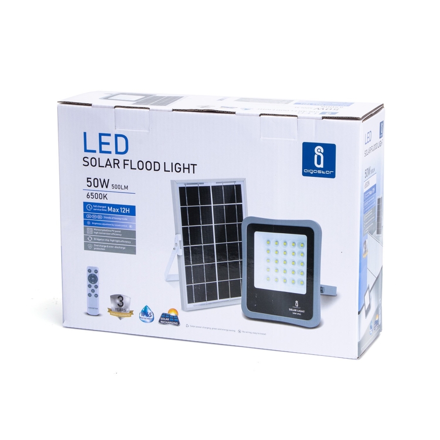 Aigostar - LED Faro solare dimmerabile LED/50W/3,2V IP65 6000 mAh + +TC