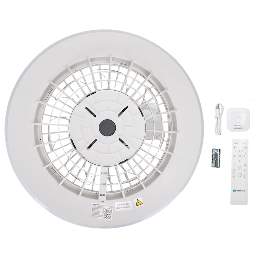 Aigostar - LED Plafoniera dimmerabile con ventilatore MESH LED/40W/230V 2700-6500K bianco + telecomando