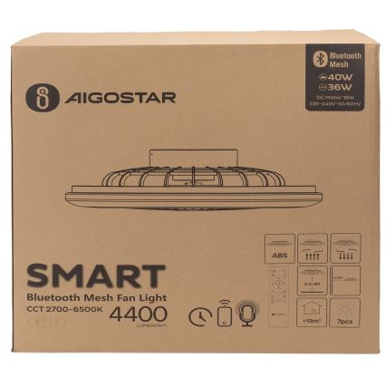Aigostar - LED Plafoniera dimmerabile con ventilatore MESH LED/40W/230V 2700-6500K bianco + telecomando