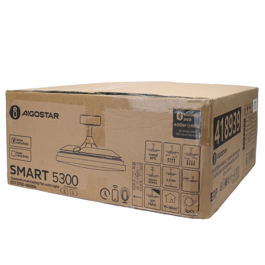 Aigostar - LED Plafoniera dimmerabile con ventilatore MESH LED/50W/230V 2700-6500K nero + telecomando