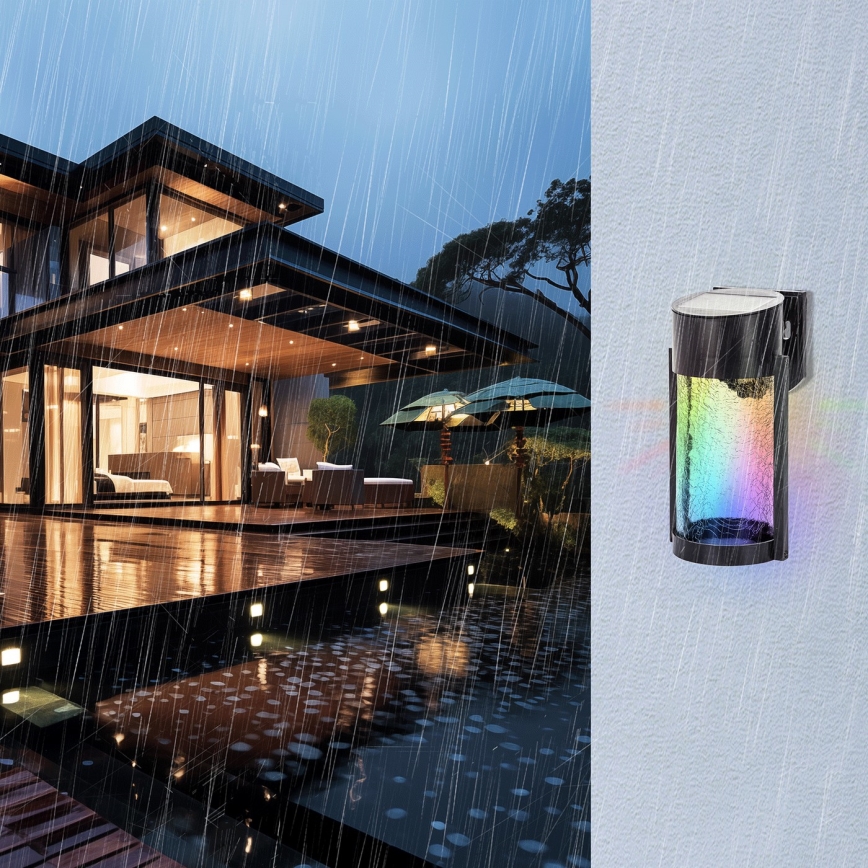 Aigostar - LED RGB Applique solare LED/2W/1,2V nero IP44
