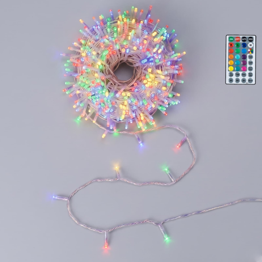 Aigostar - LED RGB Catena luminosa natalizia da esterno 50xLED/7 funzioni 4xAA 5,3m IP44 multicolore + telecomando