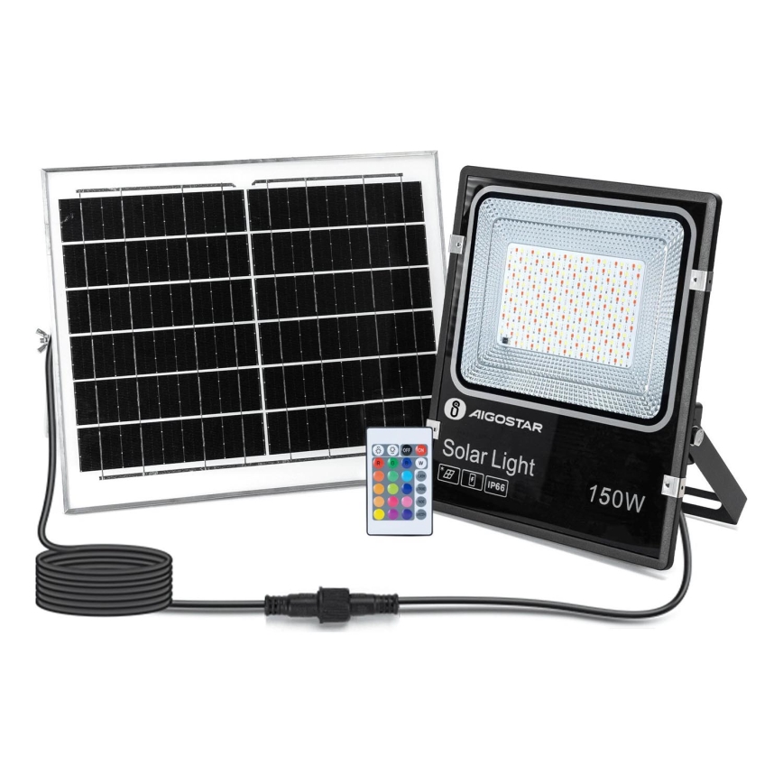 Aigostar - LED RGB Faro solare dimmerabile LED/150W/3,2V IP66 12000 mAh + telecomando