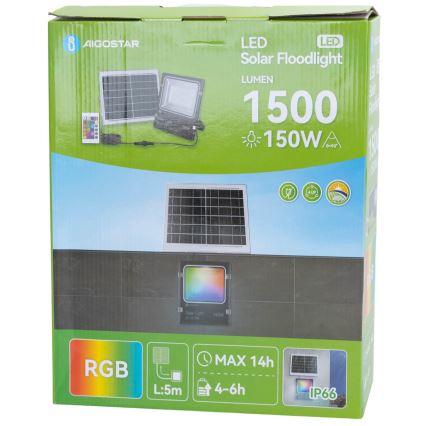 Aigostar - LED RGB Faro solare dimmerabile LED/150W/3,2V IP66 12000 mAh + telecomando
