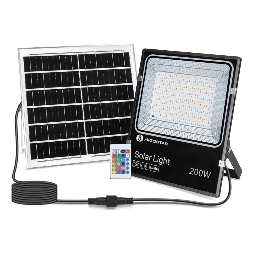 Aigostar - LED RGB Faro solare dimmerabile LED/200W/3,2V IP66 16000 mAh + telecomando