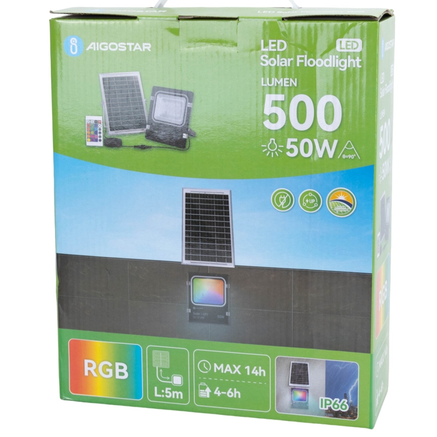 Aigostar - LED RGB Faro solare dimmerabile LED/50W/3,2V IP66 4000 mAh + telecomando
