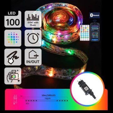 Aigostar - LED RGBICW Catena luminosa natalizia intelligente da esterno MESH 100xLED 10 m IP44 + telecomando
