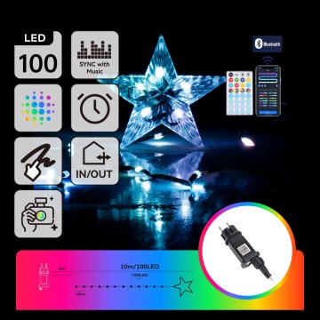 Aigostar - LED RGBICW Catena luminosa natalizia intelligente per esterni MESH 100xLED 10m IP44 + telecomando