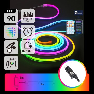 Aigostar - LED RGBICW Catena luminosa natalizia intelligente per esterni MESH 90xLED 3m IP44 + telecomando