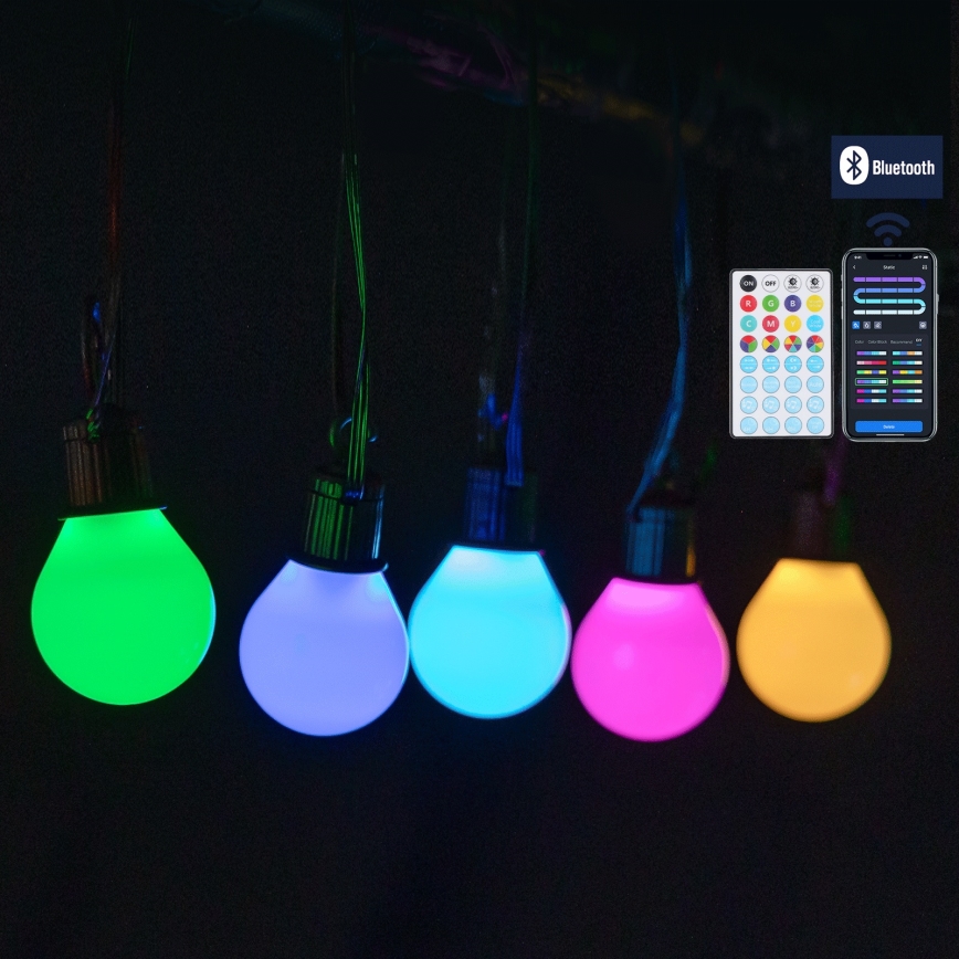 Aigostar - LED RGBICW Catena luminosa intelligente da esterno MESH 25x LED 5 m IP44 + telecomando