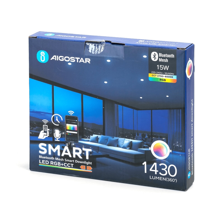 Aigostar - Lampada da incasso dimmerabile LED RGBW MESH LED/15W/230V 2700-6500K diam. 17 cm