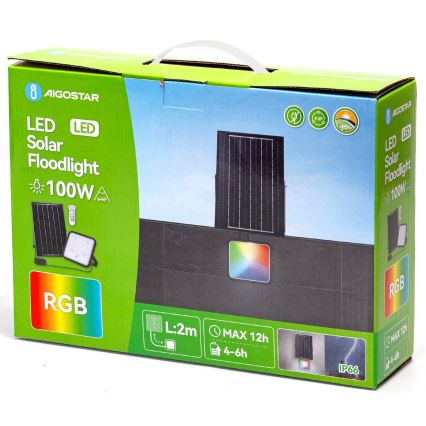 Aigostar - LED RGBW Faro solare dimmerabile LED/100W/3,4V IP66 + telecomando