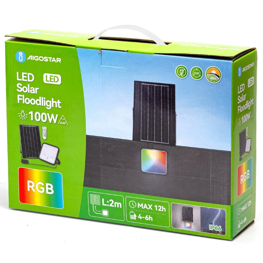 Aigostar - LED RGBW Faro solare dimmerabile LED/100W/3,4V IP66 + telecomando