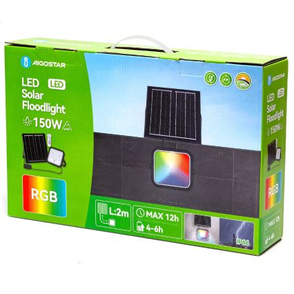 Aigostar - LED RGBW Faro solare dimmerabile LED/150W/3,4V IP66 + telecomando