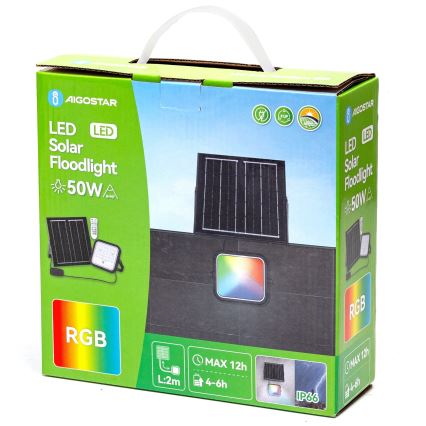 Aigostar - LED RGBW Faro solare dimmerabile LED/50W/3,4V IP66 + telecomando