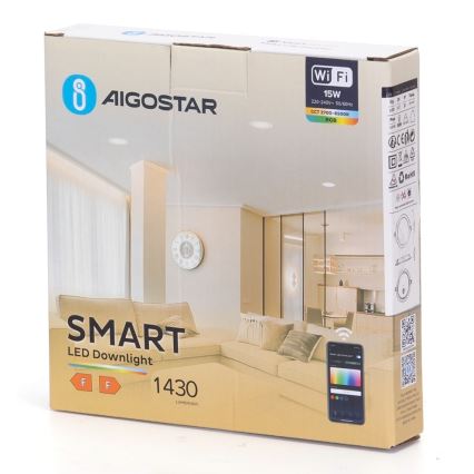 Aigostar - LED RGBW Lampada da incasso dimmerabile LED/15W/230V 2700-6500K diametro 17,5 cm Wi-Fi