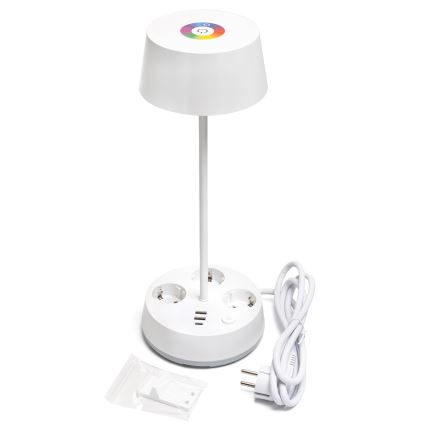 Aigostar - Lampada da tavolo dimmerabile LED RGBW con prese e USB LED/4,6W/230V 3000/4000/6500K bianco