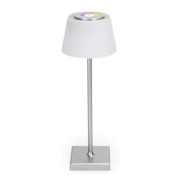 Aigostar - LED RGBW Lampada da tavolo ricaricabile dimmerabile per esterni LED/4W/5V 3600mAh bianco/cromo opaco IP54