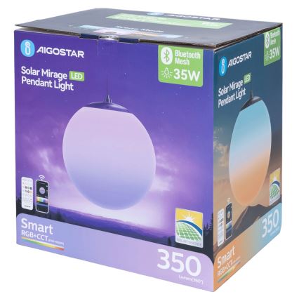 Aigostar - Lampadario solare dimmerabile LED RGBW MESH LED/5W/3,7V 8000 mAh 2700K-6500K IP65 Ø 30 cm