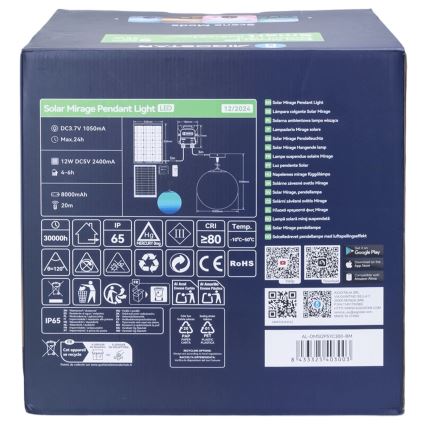 Aigostar - Lampadario solare LED RGBW Dimmerabile MESH LED/5W/3,7V 8000 mAh 2700K-6500K IP65 d. 30 cm