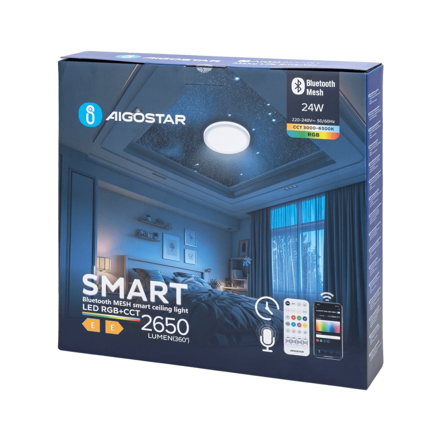 Aigostar - LED RGBW Plafoniera dimmerabile da bagno MESH Smart LED/24W/230V 3000-6500K IP44 + telecomando