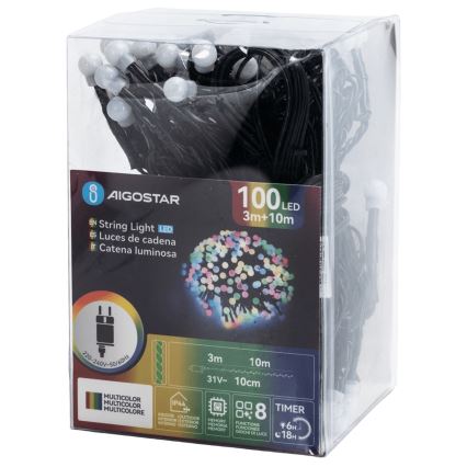 Aigostar - Catena luminosa LED da esterno 100xLED/8 funzioni 10 m IP44 multicolore