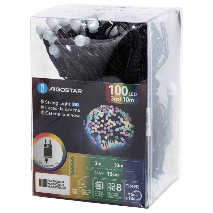 Aigostar - Catena luminosa LED da esterno 100xLED/8 funzioni 10 m IP44 multicolore