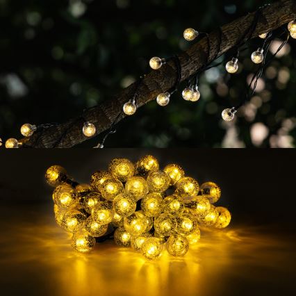 Aigostar - LED Solare catena decorativa 50xLED/8 funzioni 12m IP65 800 mAh bianco caldo