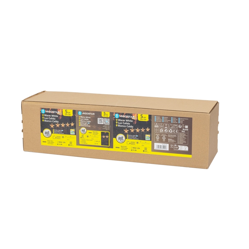 Aigostar - LED Solare Natale chiaro LED/0,054W/1,2V 1m IP65 800 mAh bianco caldo