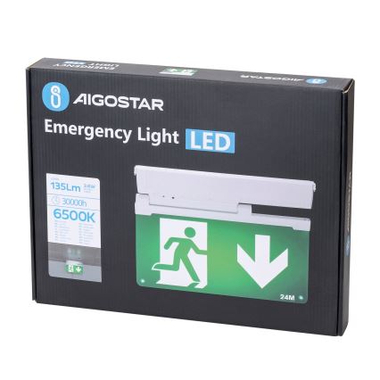 Aigostar - Luce di emergenza a LED EMERGENCY EXIT LED/3,6W/230V 6500K 500mAh