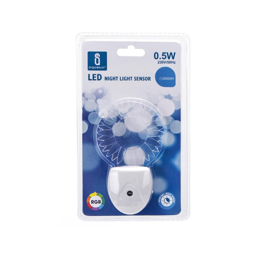 Aigostar - Luce notturna LED RGB con sensore LED/0,5W/230V sole