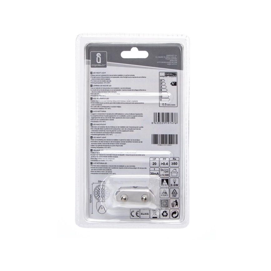 Aigostar - Luce notturna LED RGB con sensore LED/0,5W/230V sole