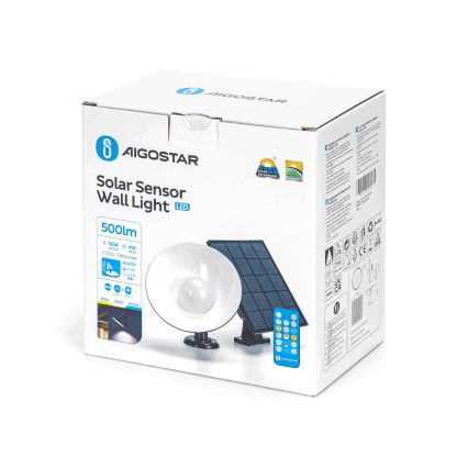 Aigostar - Luce solare a LED con sensore LED/3,2V 3000K/4000K/6500K IP65 5000 mAh telecomando