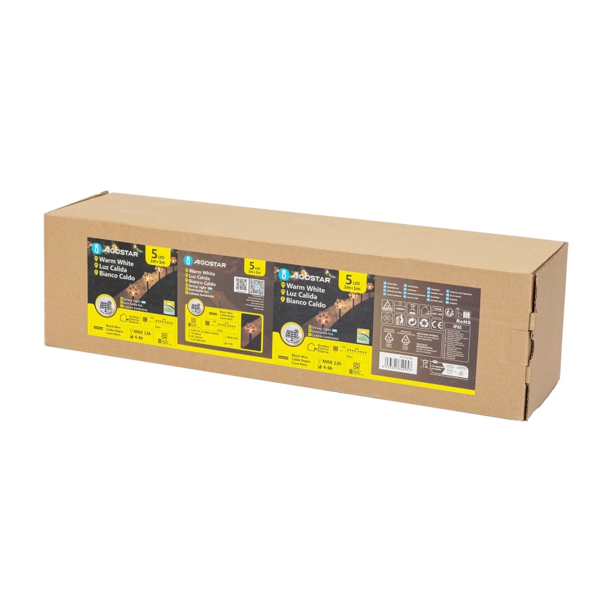 Aigostar - Luce solare di Natale LED/0,054W/1,2V 1m IP65 bianco caldo