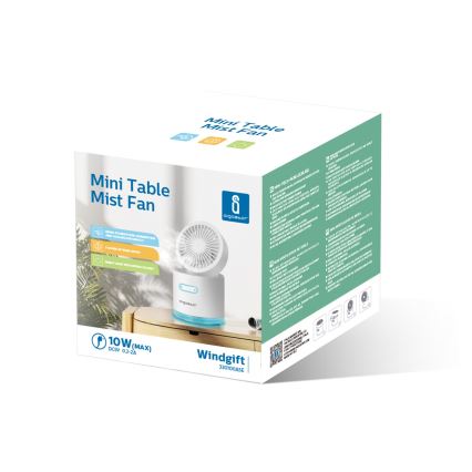 Aigostar - Ventilatore da tavolo mini wireless RGB con umidificatore 10W/5V bianco