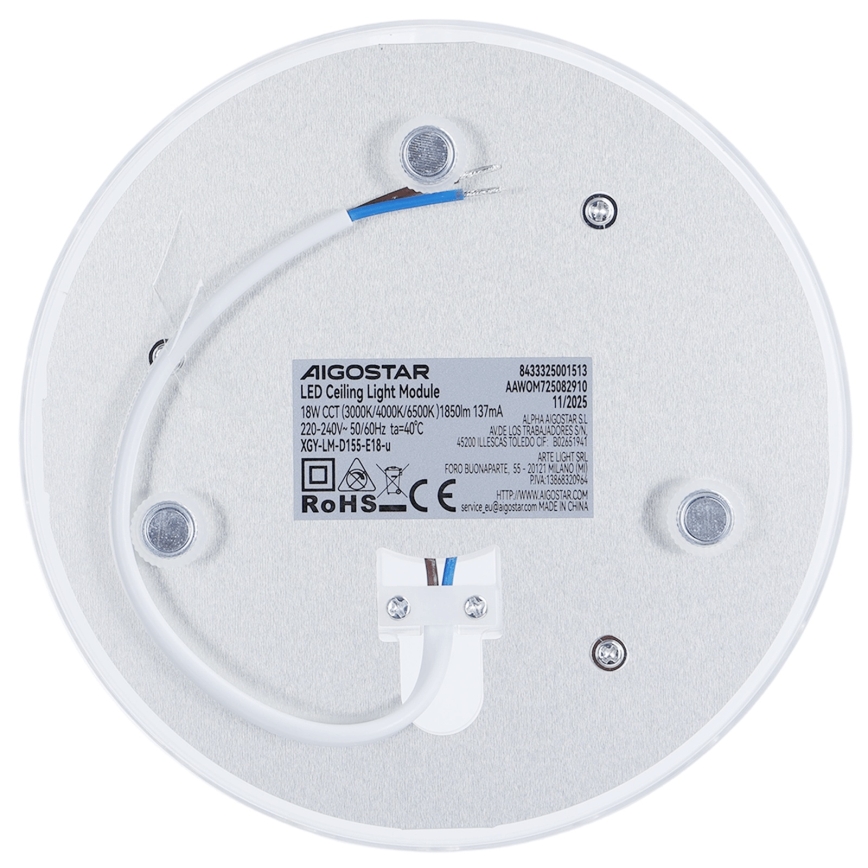 Aigostar - Modulo magnetico LED/18W/230V 3000/4000/6500K