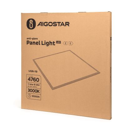 Aigostar - Pannello LED da incasso per controsoffitto 28W/230V ad alta efficienza UGR19 3000K 59,5x59,5 cm