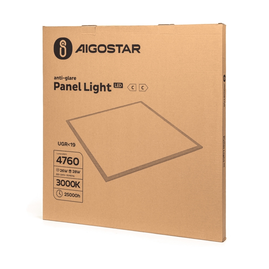 Aigostar - Pannello LED da incasso per controsoffitto 28W/230V ad alta efficienza UGR19 3000K 59,5x59,5 cm