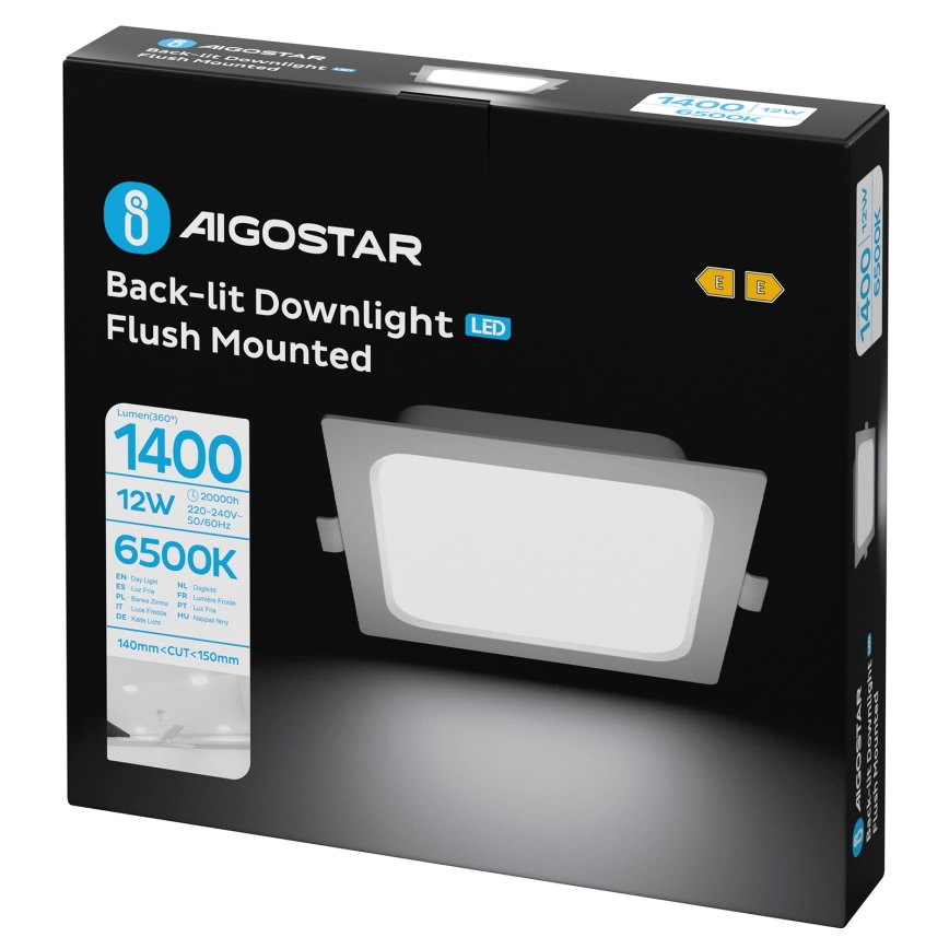 Aigostar - Pannello LED da incasso LED/12W/230V 6500K 17,5x17,5 cm bianco