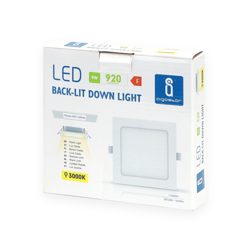 Aigostar - Plafoniera a LED da incasso 9W/230V 3000K 14,5x14,5 cm bianca