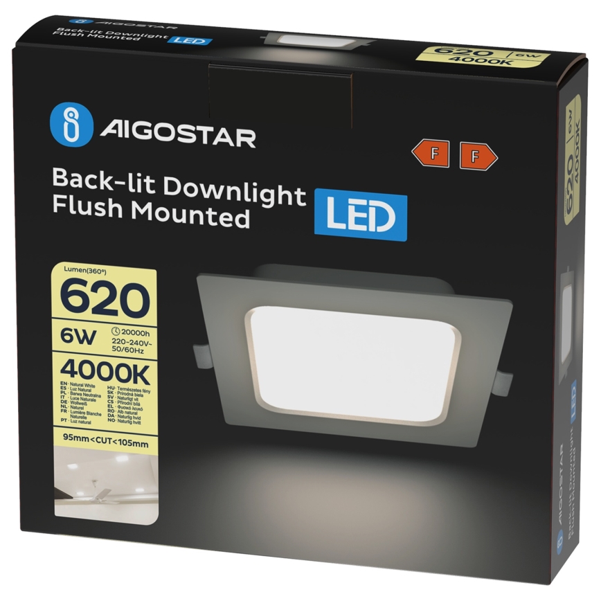 Aigostar - Plafoniera da incasso LED/6W/230V 4000K 12x12 cm bianca