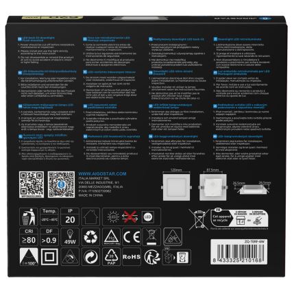 Aigostar - Plafoniera da incasso LED/6W/230V 4000K 12x12 cm bianca