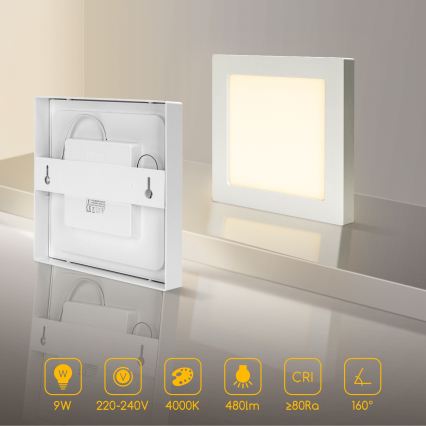 Aigostar - Plafoniera da soffitto a montaggio superficiale LED/9W/230V 4000K 12,2x12,2 cm bianca