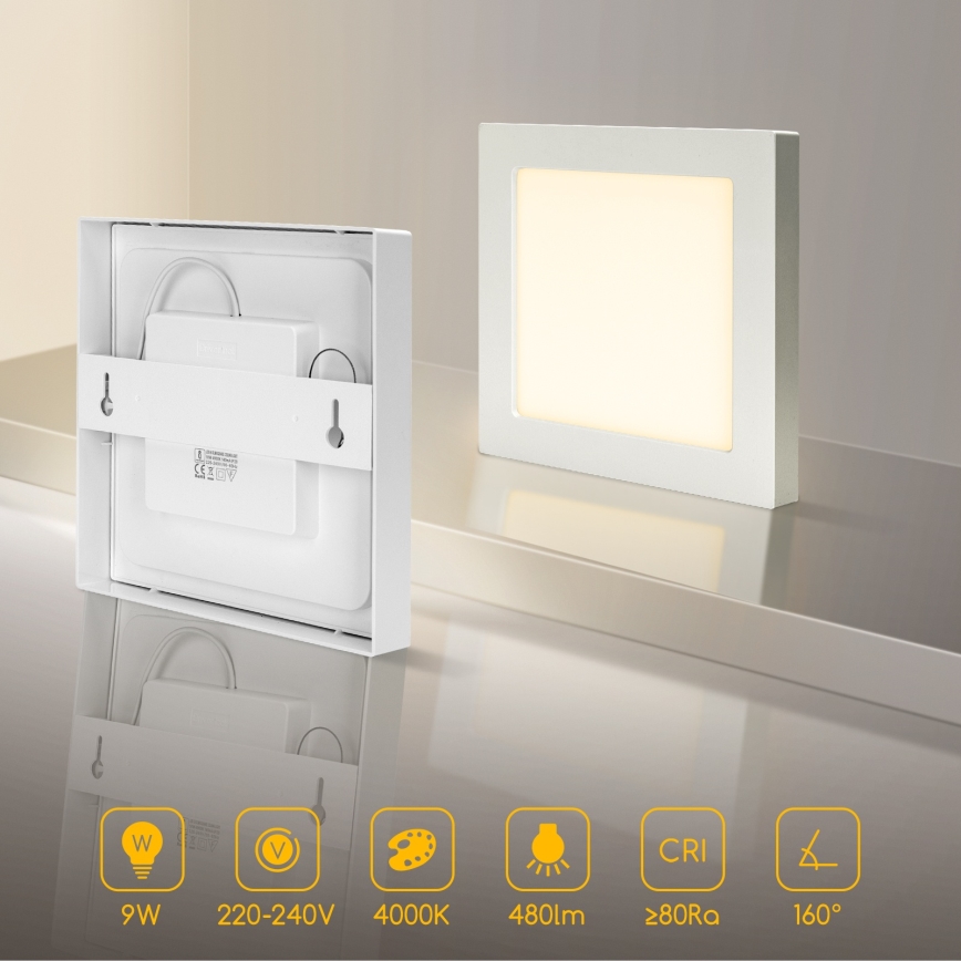 Aigostar - Plafoniera da soffitto a montaggio superficiale LED/9W/230V 4000K 12,2x12,2 cm bianca