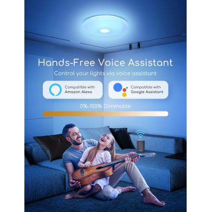 Aigostar - Plafoniera dimmerabile RGBW 18W/230V diametro 34 cm Wi-Fi