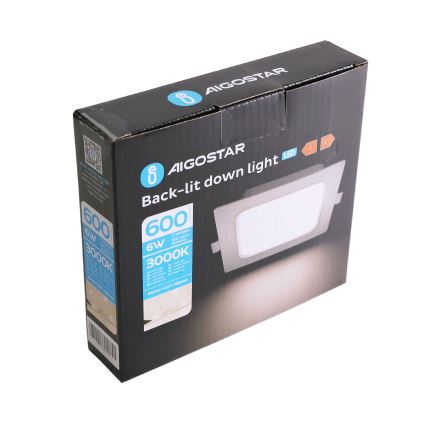 Aigostar - Plafoniera LED 6W 230V 3000K 12x12 cm bianca